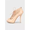 Beige embossed sandals