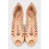 Beige embossed sandals