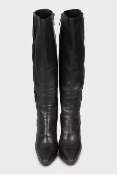 Draped leather boots