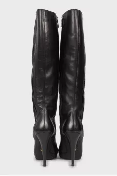 Draped leather boots