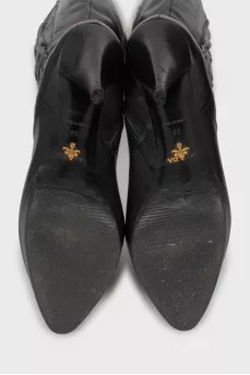 Draped leather boots