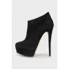 High-heeled suede ankle boots