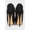 High-heeled suede ankle boots