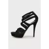 Suede sandals with zipper