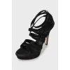 Suede sandals with zipper