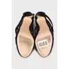Suede sandals with zipper