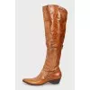 Leather cossacks with pointed toe