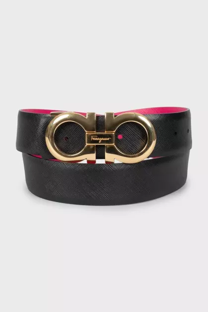 Reversible belt with gold buckle