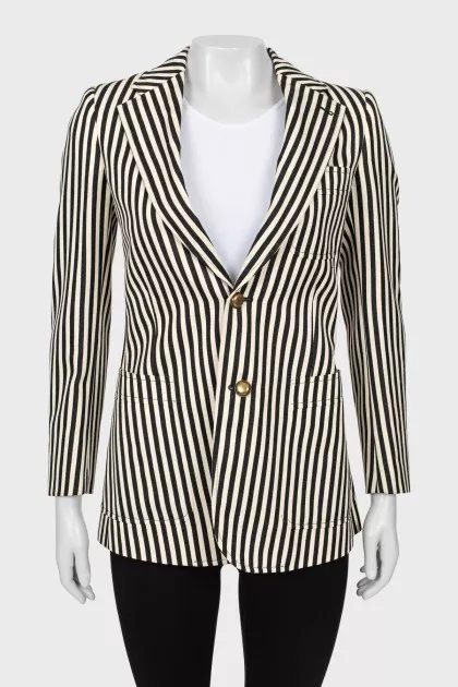 Wool jacket with striped print