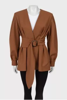 Dark brown jacket with belt