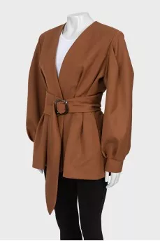 Dark brown jacket with belt