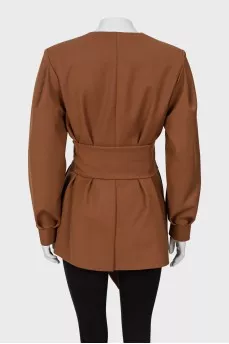 Dark brown jacket with belt