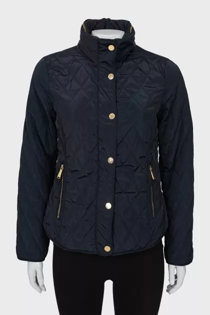 Navy blue jacket with gold hardware