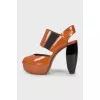 Brown heeled sandals