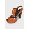 Brown heeled sandals