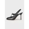 Square toe leather slingbacks