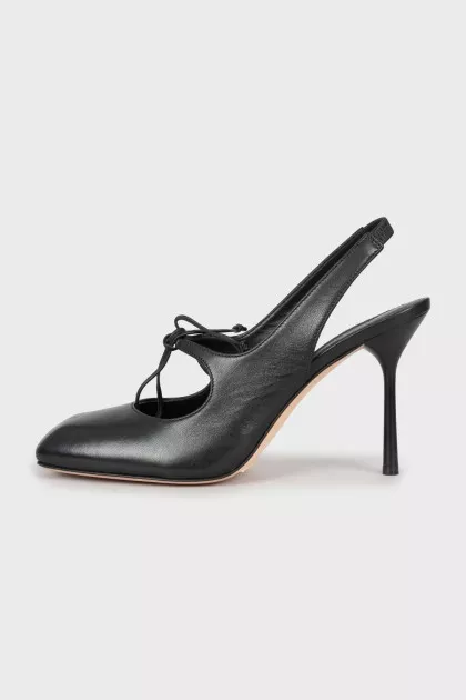 Square toe leather slingbacks