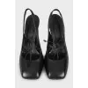 Square toe leather slingbacks