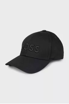 Men's black cap with brand logo