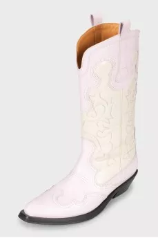 Patterned leather boots