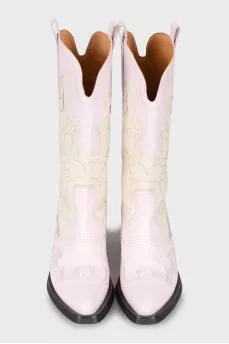 Patterned leather boots