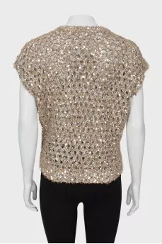 Knitted vest with silver sequins