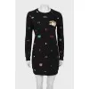 Black printed dress with tag