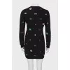 Black printed dress with tag