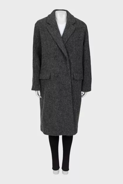 Gray double breasted coat with tag