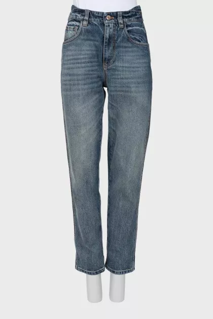 Dark blue high waist jeans
