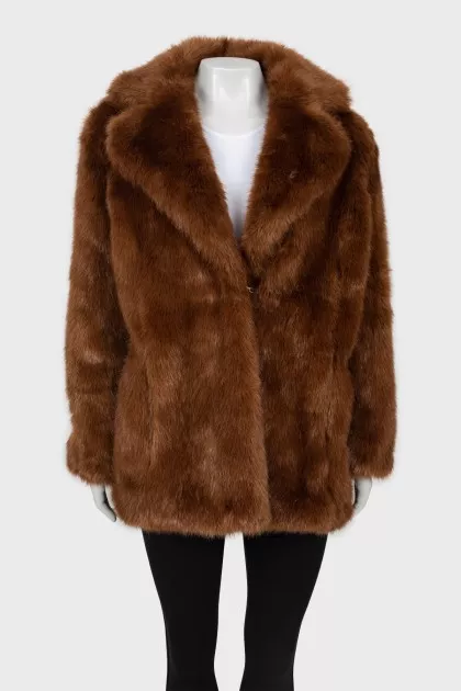Brown faux fur coat