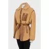 Short fur coat with a belt