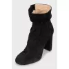 Draped suede ankle boots
