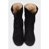 Draped suede ankle boots