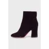 Purple velor ankle boots