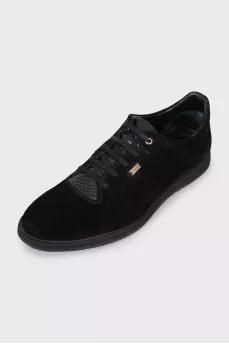 Men's suede sneakers with silver logo