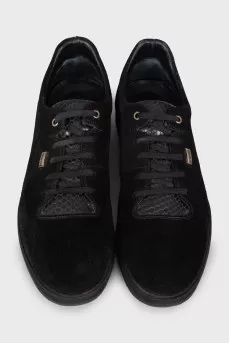 Men's suede sneakers with silver logo