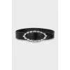 Leather belt with decorated buckle
