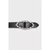 Leather belt with decorated buckle