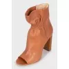 Open toe draped ankle boots