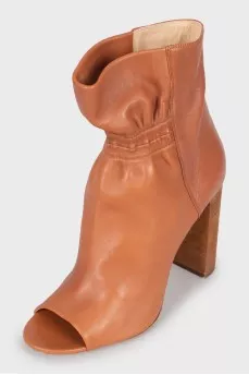 Open toe draped ankle boots