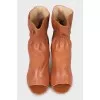 Open toe draped ankle boots