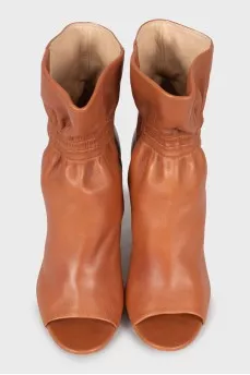 Open toe draped ankle boots