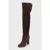 Suede boots with wooden heels