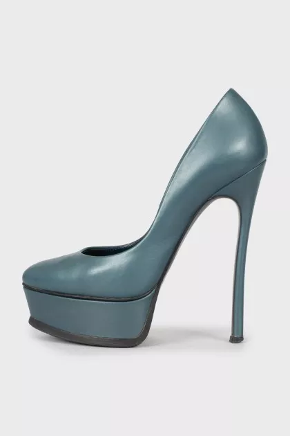 Dark green patent leather shoes