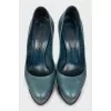 Dark green patent leather shoes