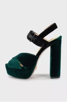 Velor two-tone sandals
