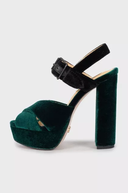 Velor two-tone sandals