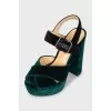Velor two-tone sandals