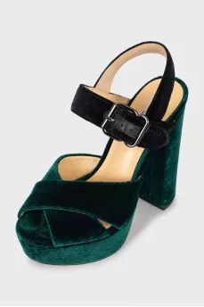 Velor two-tone sandals